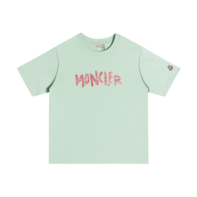 MONCLER レタープリント クルーネック コットンTシャツ