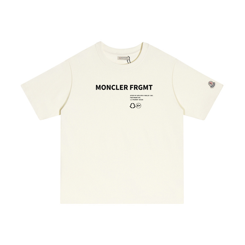 MONCLER シンプルな文字プリントのコットンTシャツ
