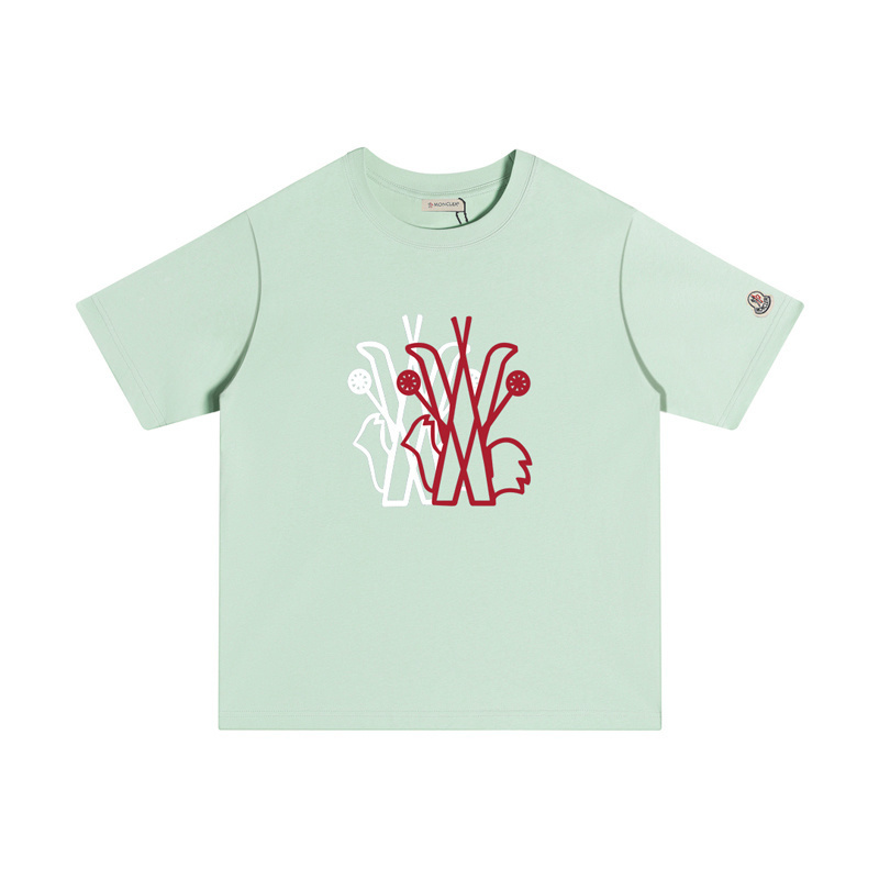 MONCLER ダブルロゴプリント入りコットンTシャツ