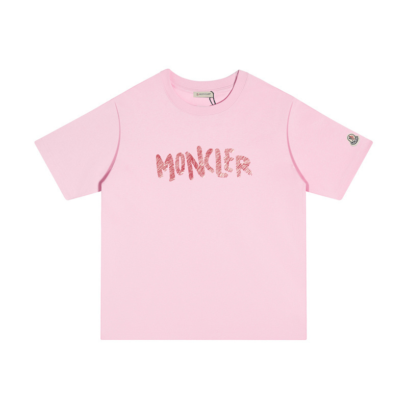 MONCLER レタープリント クルーネック コットンTシャツ