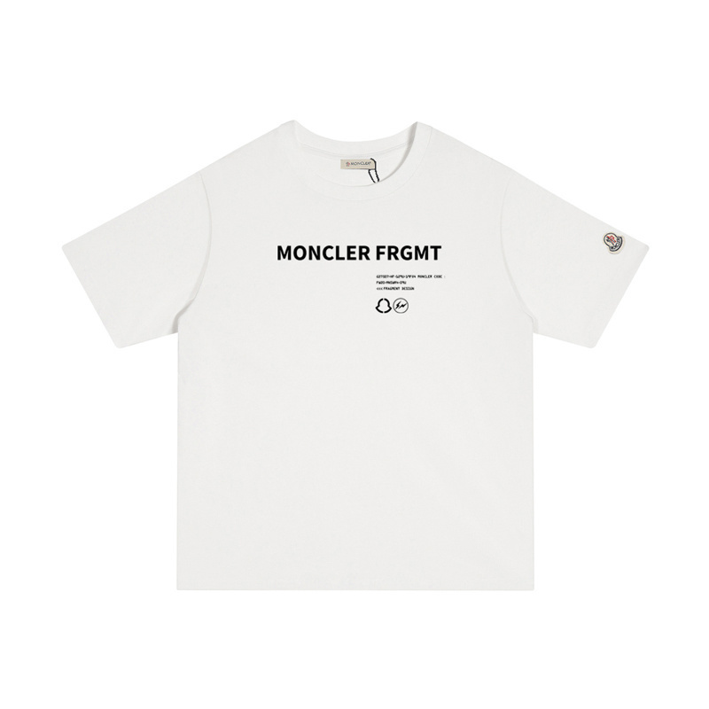 MONCLER シンプルな文字プリントのコットンTシャツ
