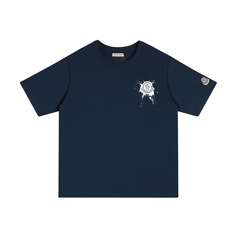MONCLER スプラッタープリントロゴ入りコットンTシャツ