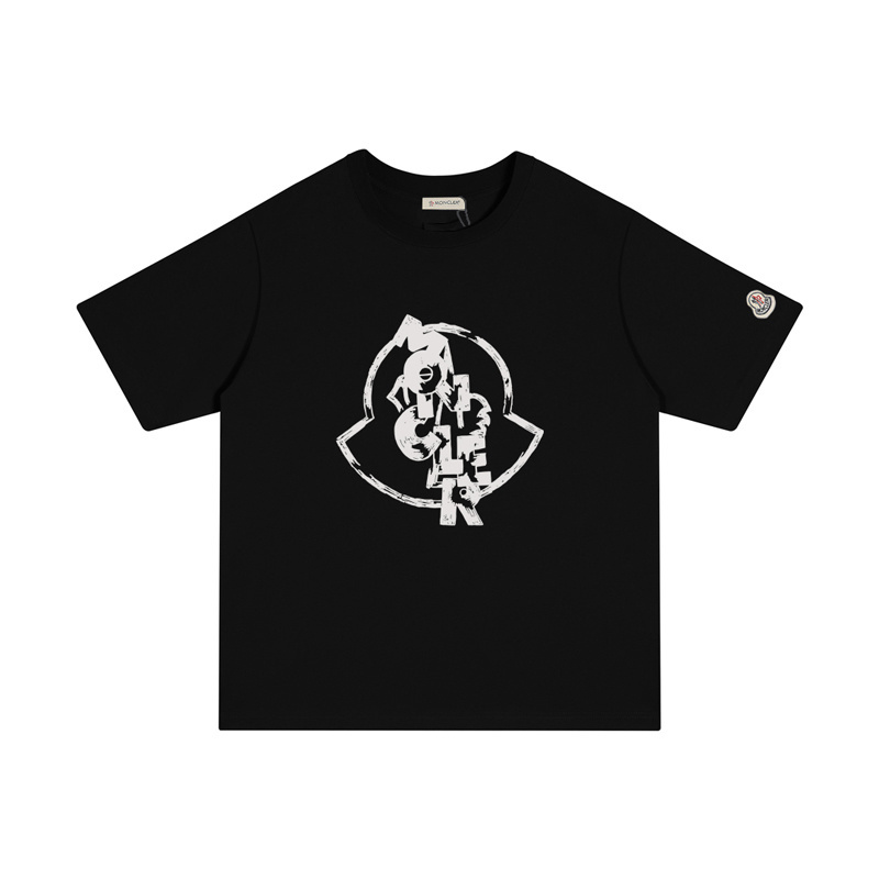 MONCLER 大きなロゴプリントのカジュアルなコットンTシャツ
