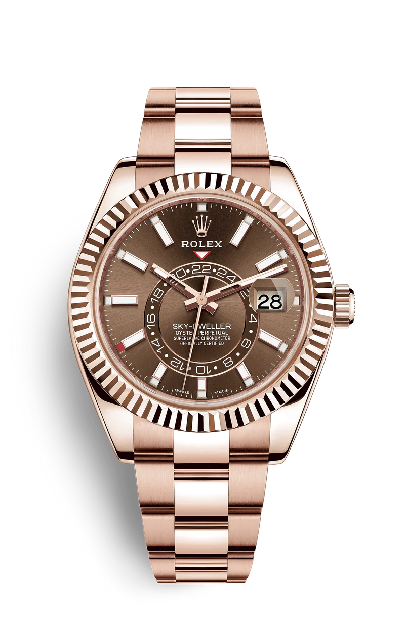 Rolex sky-dweller everose gold chocolate dial oyster 326935