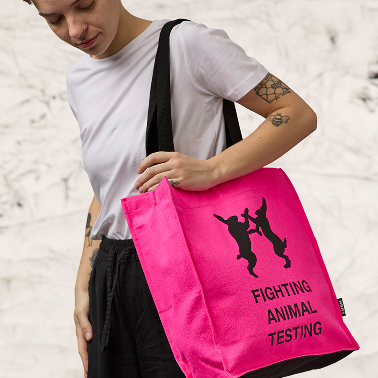 Fighting Animal Testing Tote - Fluoro Pink