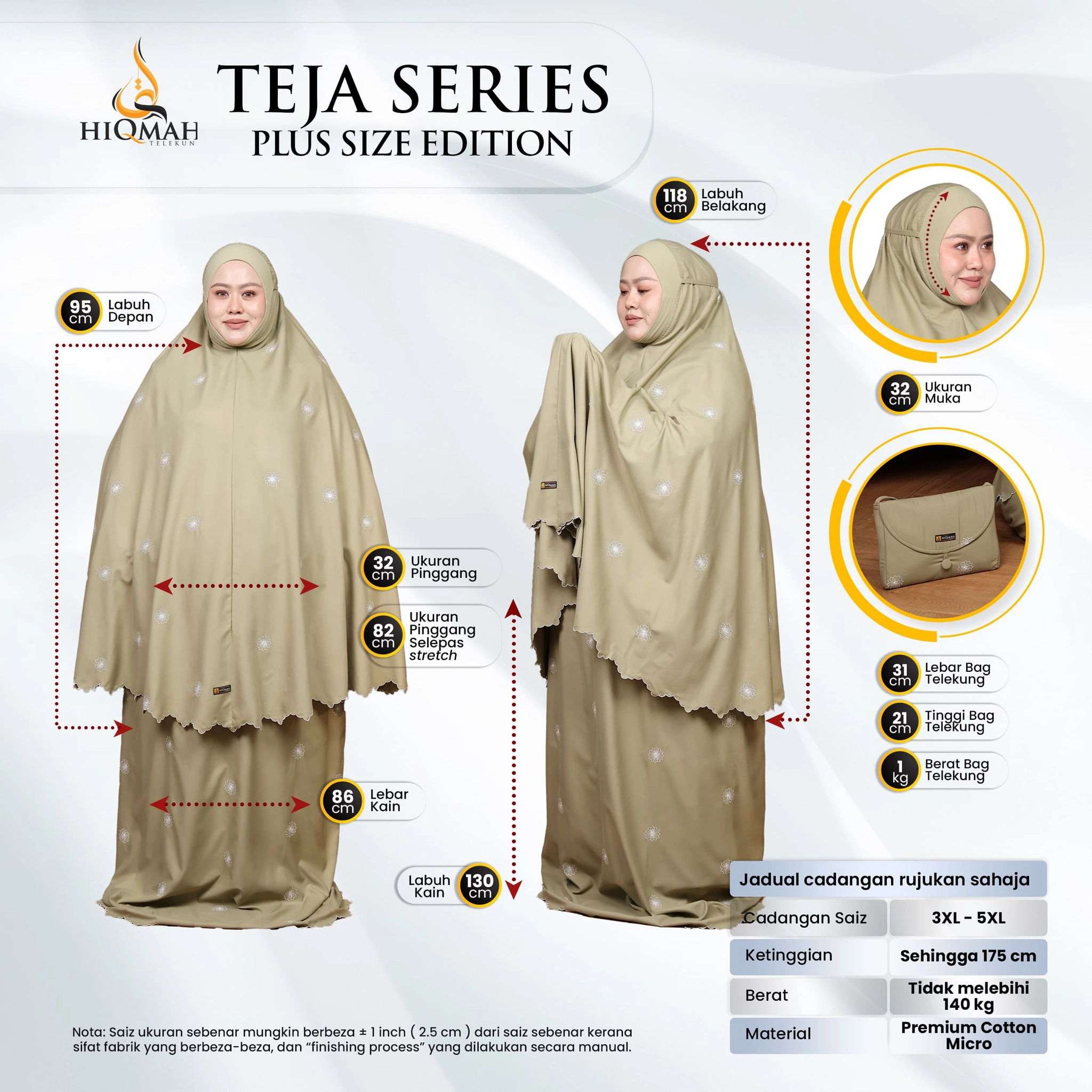 (Preorder) Telekung Teja - Plus Size Edition