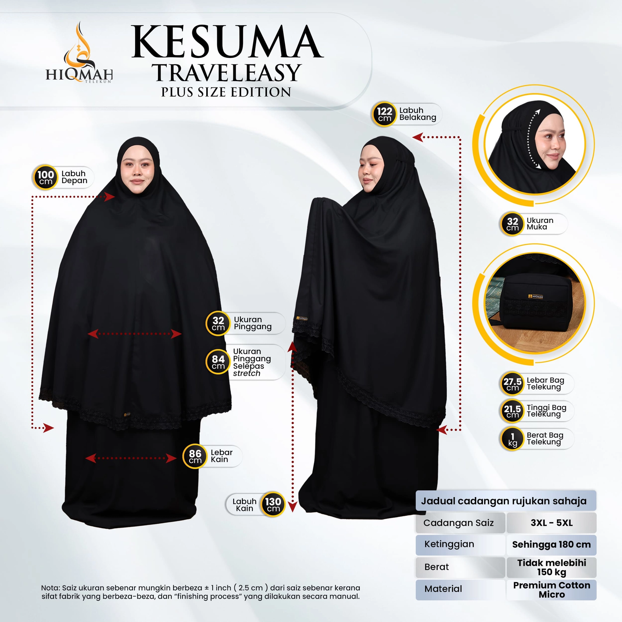 (Preorder) Telekung Kesuma - Plus Size Edition