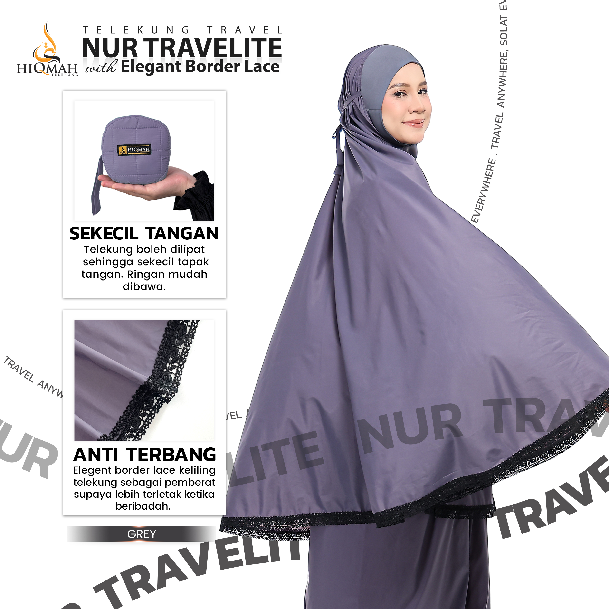 (Preorder) Telekung Nur Travelite 2.0 Anti-Terbang 