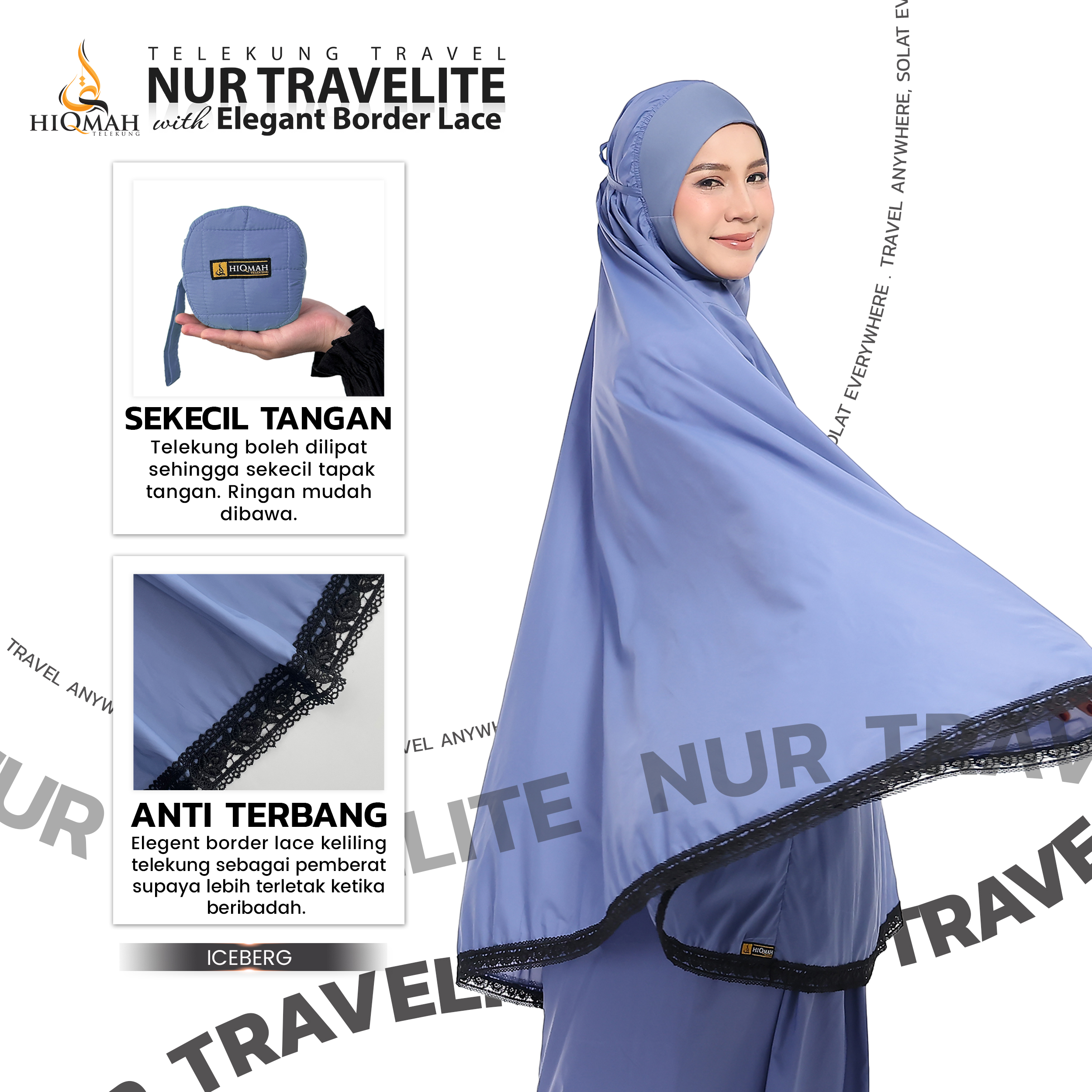 (Preorder) Telekung Nur Travelite 2.0 Anti-Terbang 