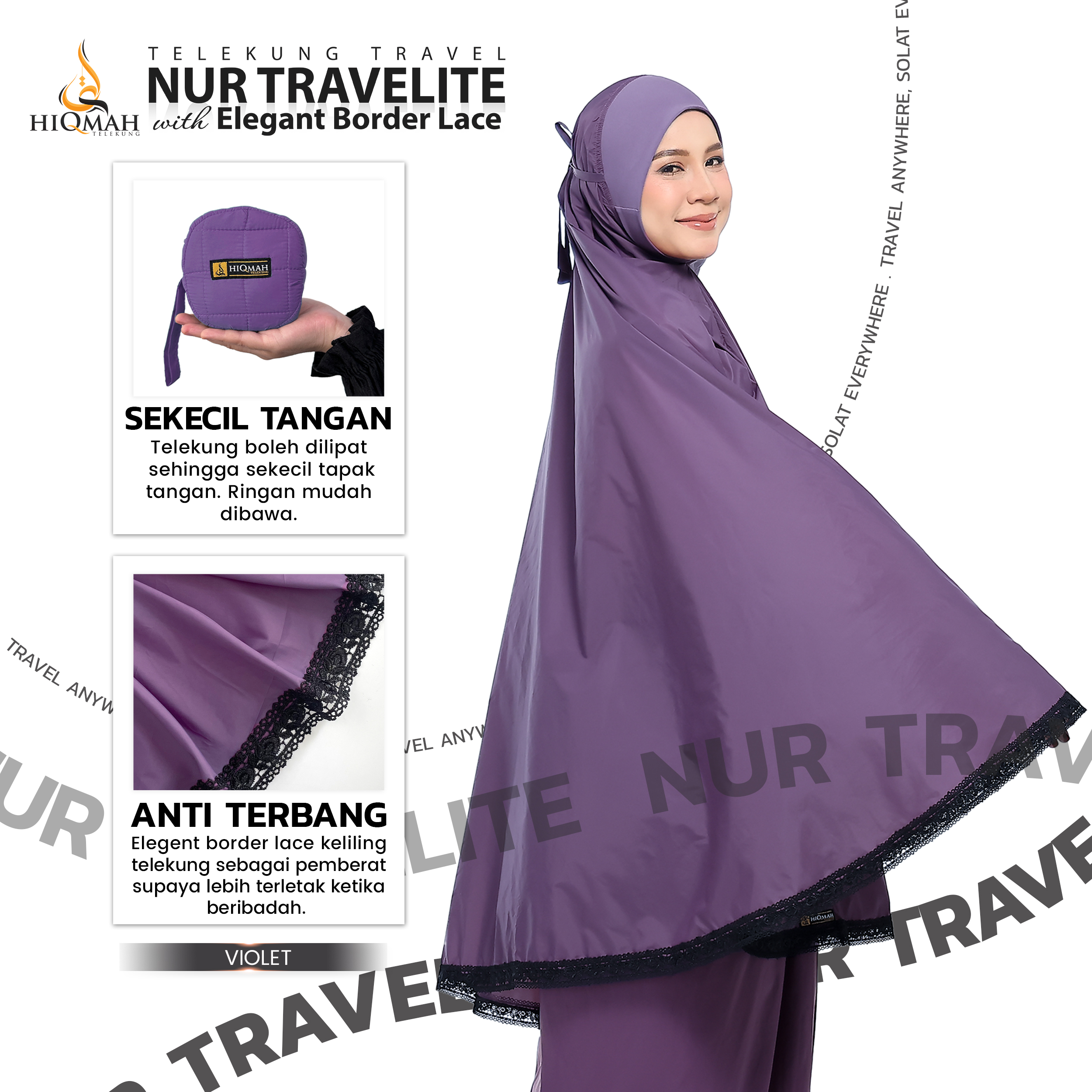 (Preorder) Telekung Nur Travelite 2.0 Anti-Terbang 