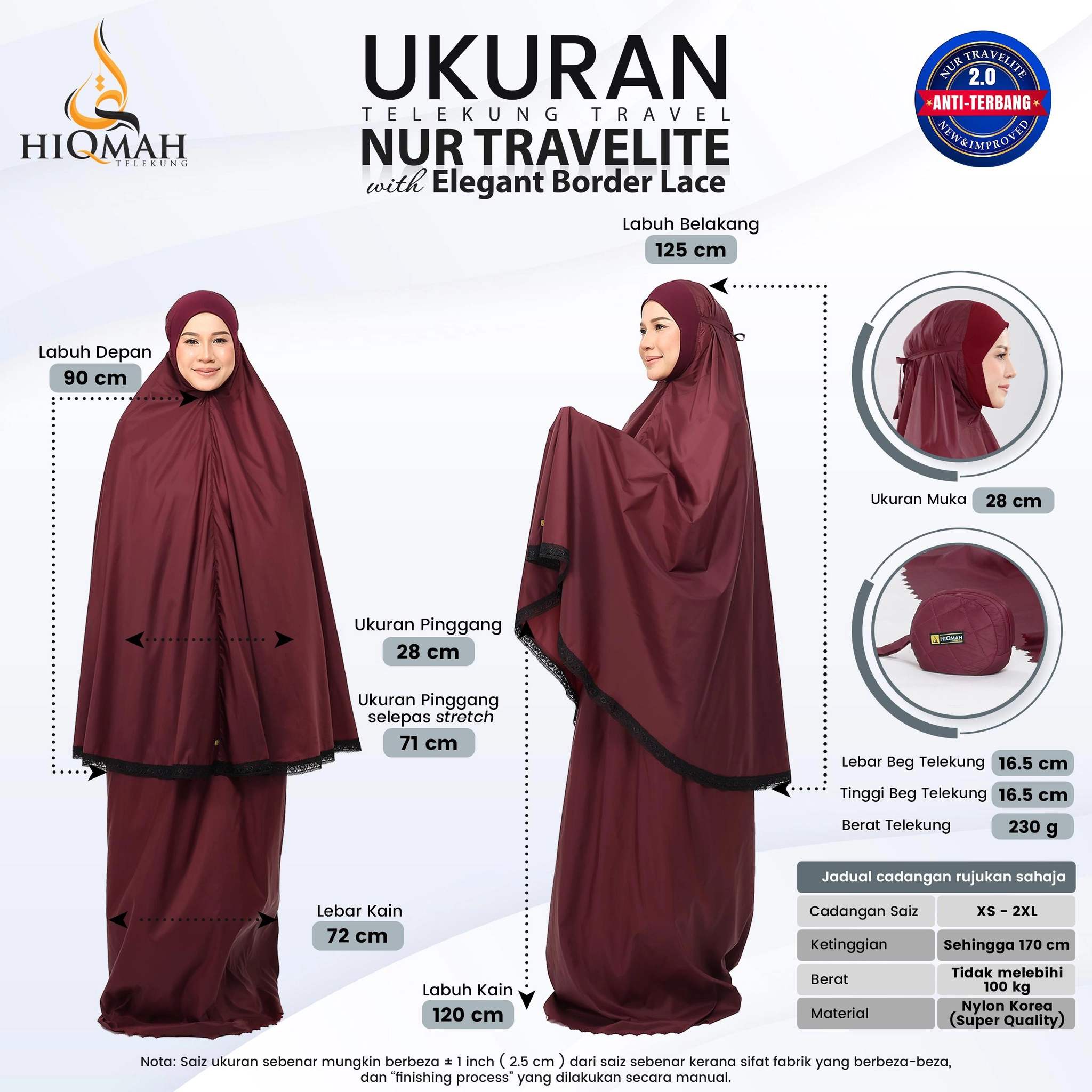 Telekung Nur Travelite 2.0 (Preorder)