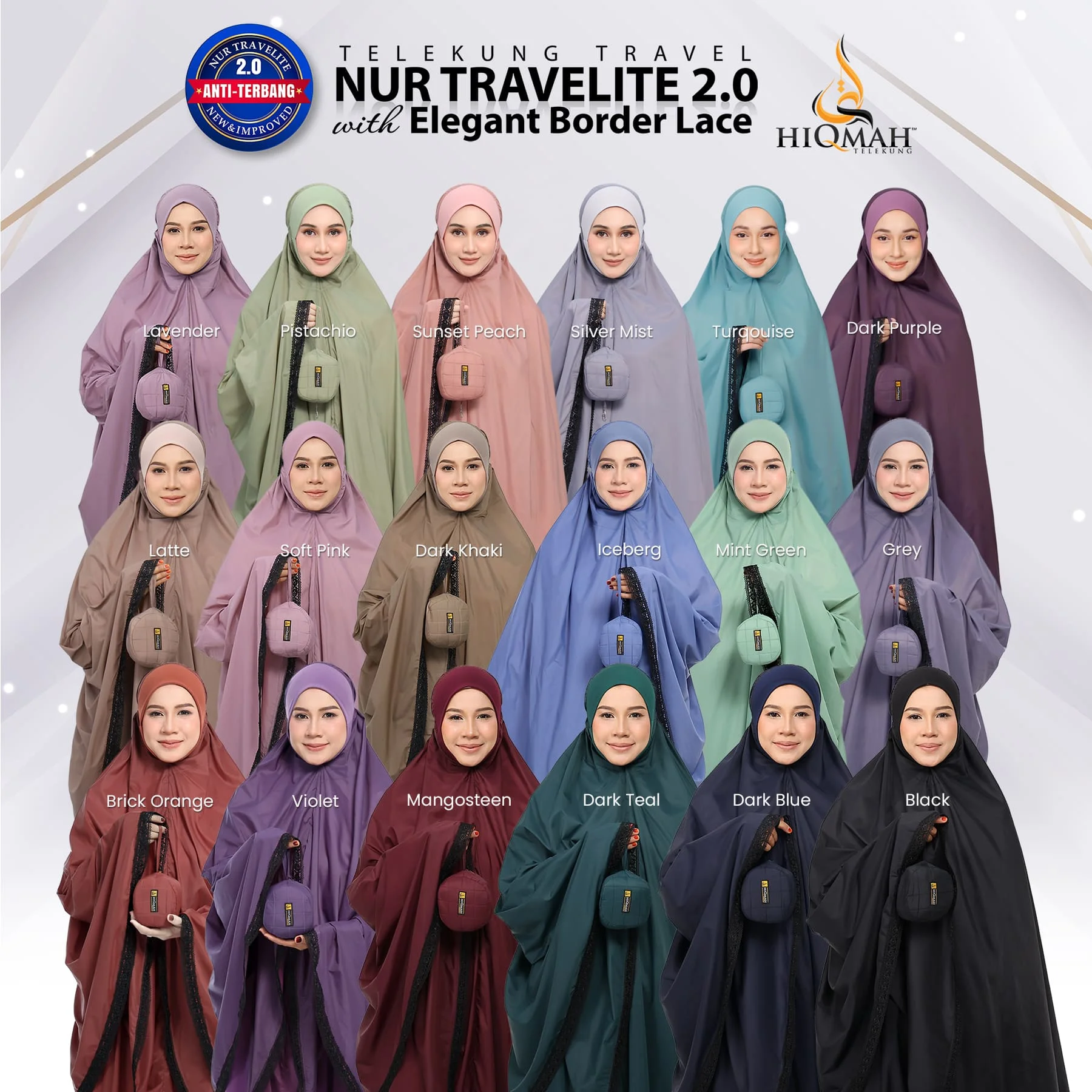 (Preorder) Telekung Nur Travelite 2.0 Anti-Terbang 