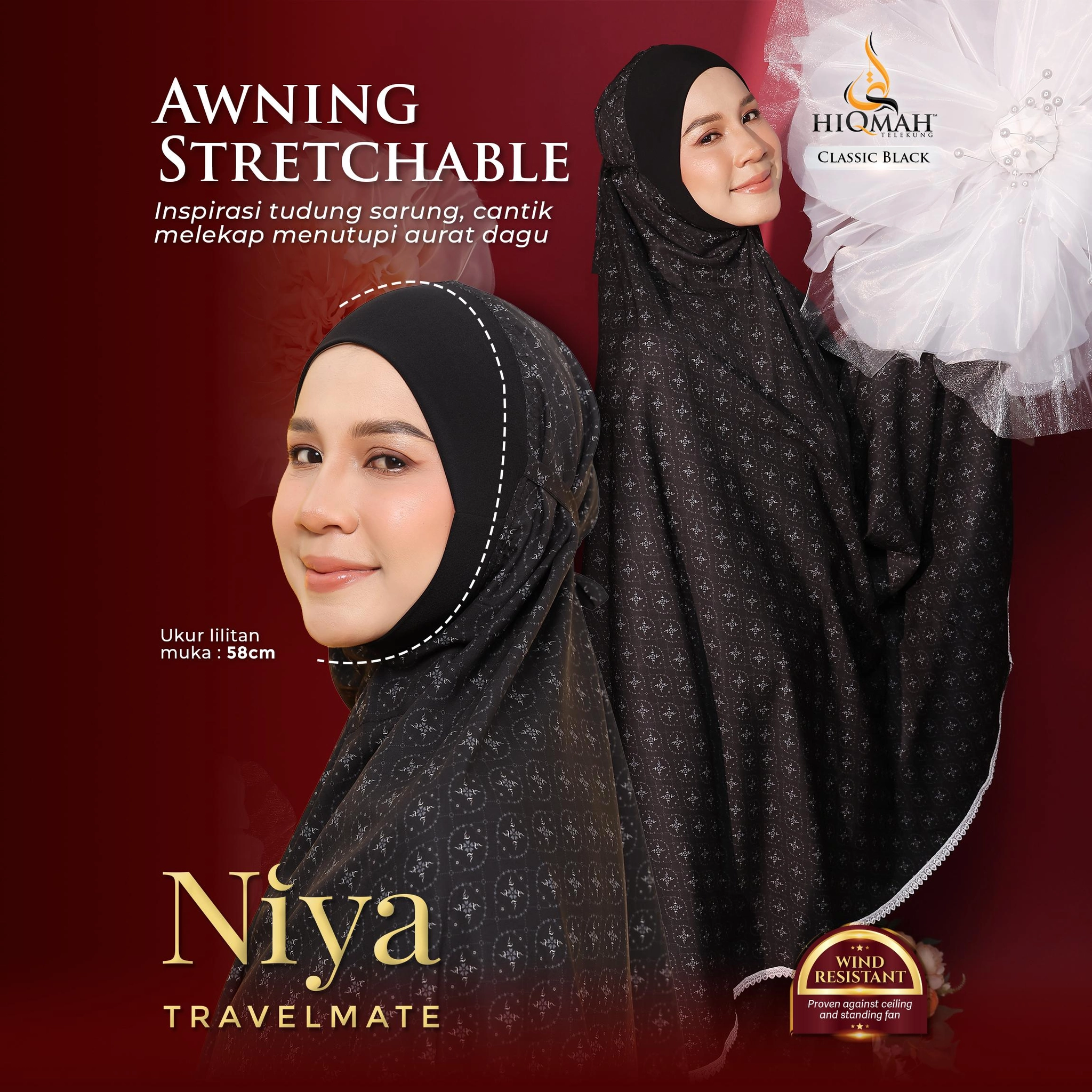 Telekung Niya Travelite Anti-Terbang (Preorder)