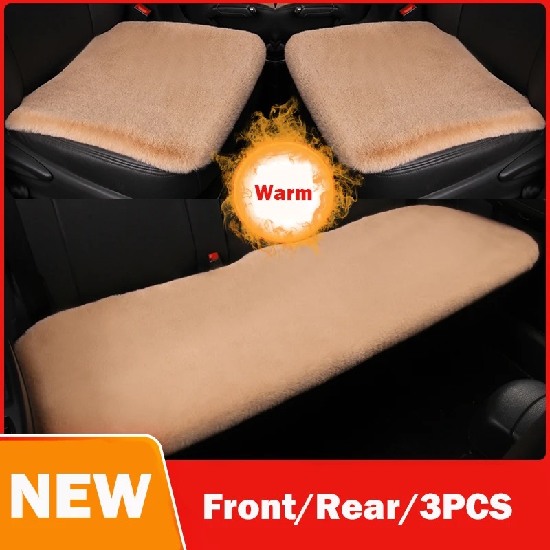 Ensemble de coussins de siège auto en peluche courte antidérapante prêts pour l'hiver - protection complète pour les sièges avant et arrière de la voiture