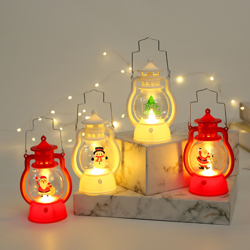 【沫緹甄選】聖誕節裝飾品小馬燈手提小油燈LED電子蠟燭燈聖誕樹場景佈置掛件