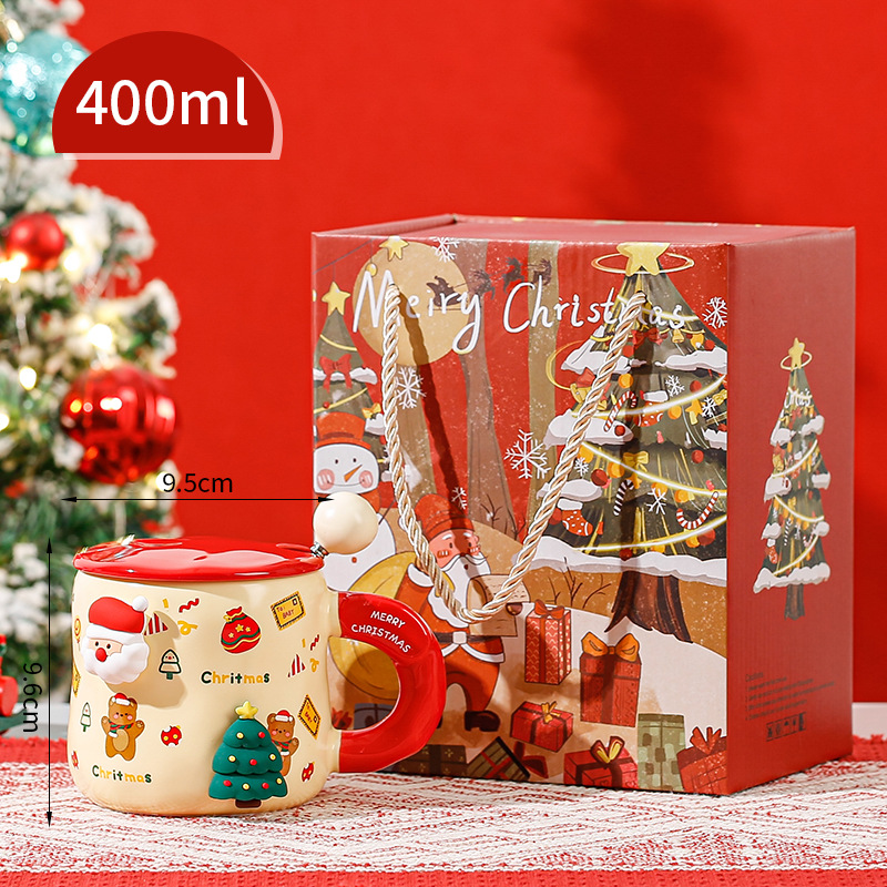 【沫緹甄選】創意DIY磁吸耶誕節陶瓷杯帶蓋勺大容量耶誕節卡通聖誕老人馬克杯