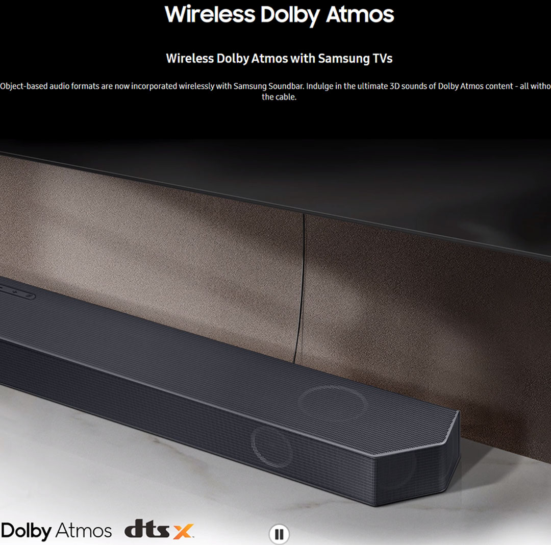 SAMSUNG 41W Q-series Soundbar with Sub Woofer & Rear Speaker HW-Q990C/XM | Wireless Dolby Atmos | True 11.1.4ch Sound | Q-Symphony | Voice assistant & Cast Services | Soundbar with 1 Year Warranty