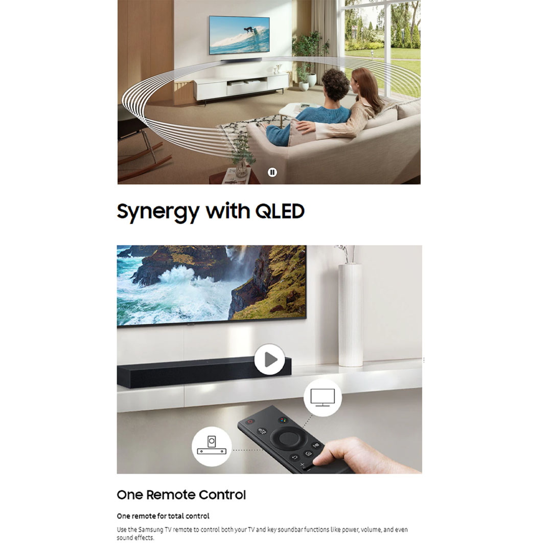 SAMSUNG 20W 2.0ch B-Series Soundbar with Built-in Woofer HW-C400/XM | Built-in Woofer |  Night Mode | Surround Sound Expansion | Bluetooth TV Connection | One Remote Control | Soundbar with 1 Year Warranty