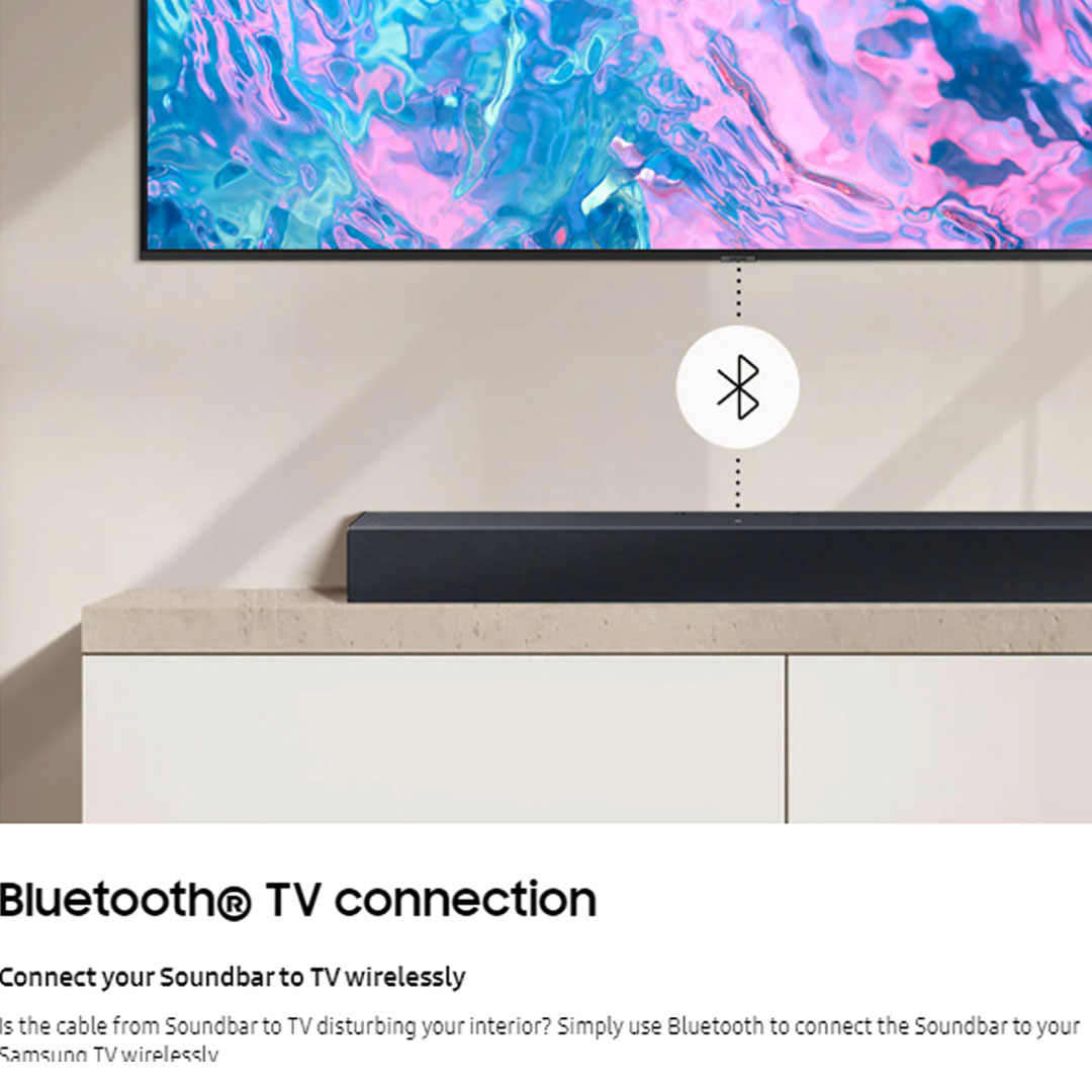 SAMSUNG 20W 2.0ch B-Series Soundbar with Built-in Woofer HW-C400/XM | Built-in Woofer |  Night Mode | Surround Sound Expansion | Bluetooth TV Connection | One Remote Control | Soundbar with 1 Year Warranty