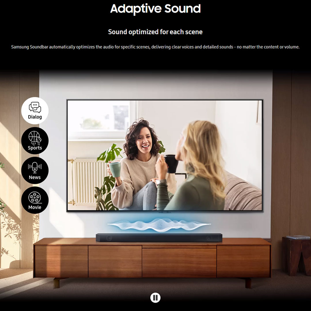 SAMSUNG 34W Q-series 11.1.4ch Soundbar with Sub Woofer & Rear Speaker HW-Q600C/XM | Dolby Atmos | True 3.1.2ch Sound | Q-Symphony | Bluetooth TV Connection | Soundbar with 1 Year Warranty