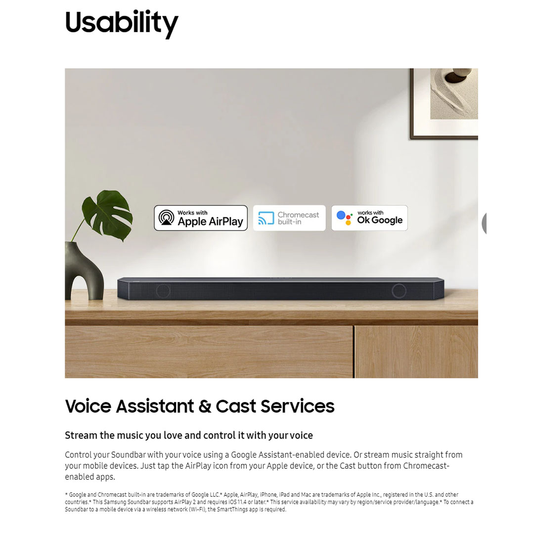 SAMSUNG 41W Q-series Soundbar with Sub Woofer & Rear Speaker HW-Q990C/XM | Wireless Dolby Atmos | True 11.1.4ch Sound | Q-Symphony | Voice assistant & Cast Services | Soundbar with 1 Year Warranty