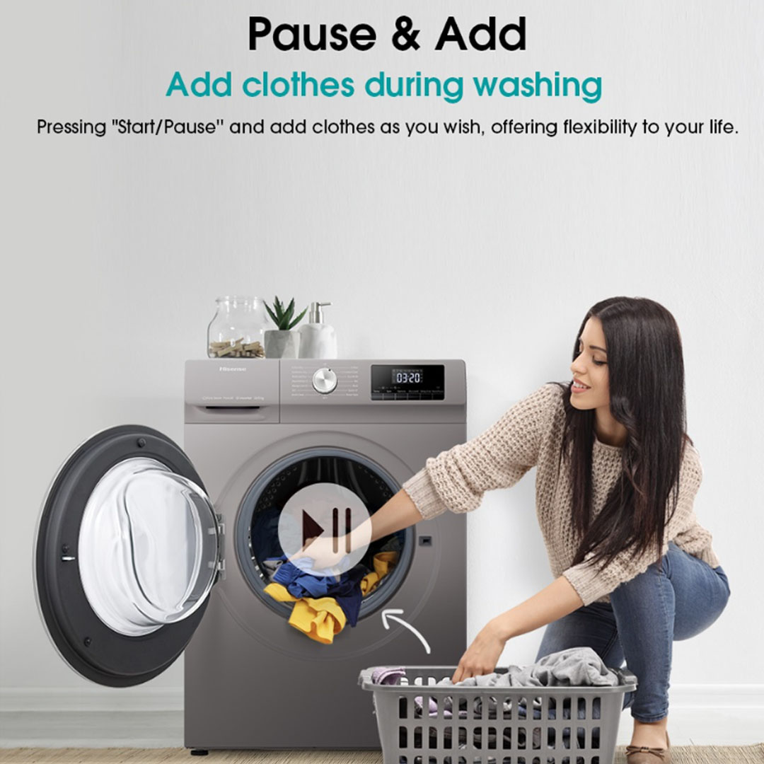 HISENSE 10.5KG Front Load Pure Jet Inverter Washing Machine WFQY1114VJMT | Durable Inverter | Allergy Steam | Drum Clean | Pause & Add | Washing Machine with 2 Years Warranty