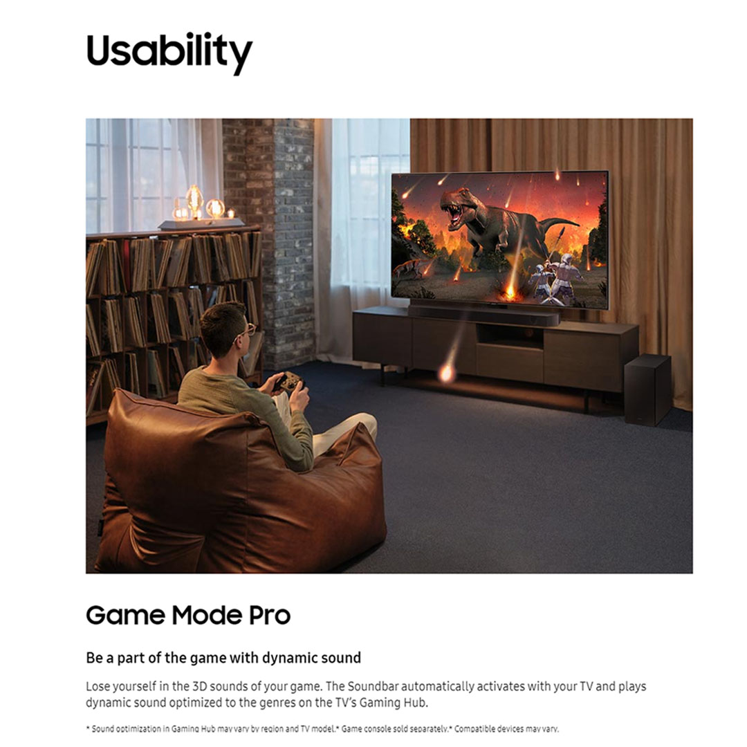 SAMSUNG 34W Q-series 11.1.4ch Soundbar with Sub Woofer & Rear Speaker HW-Q600C/XM | Dolby Atmos | True 3.1.2ch Sound | Q-Symphony | Bluetooth TV Connection | Soundbar with 1 Year Warranty