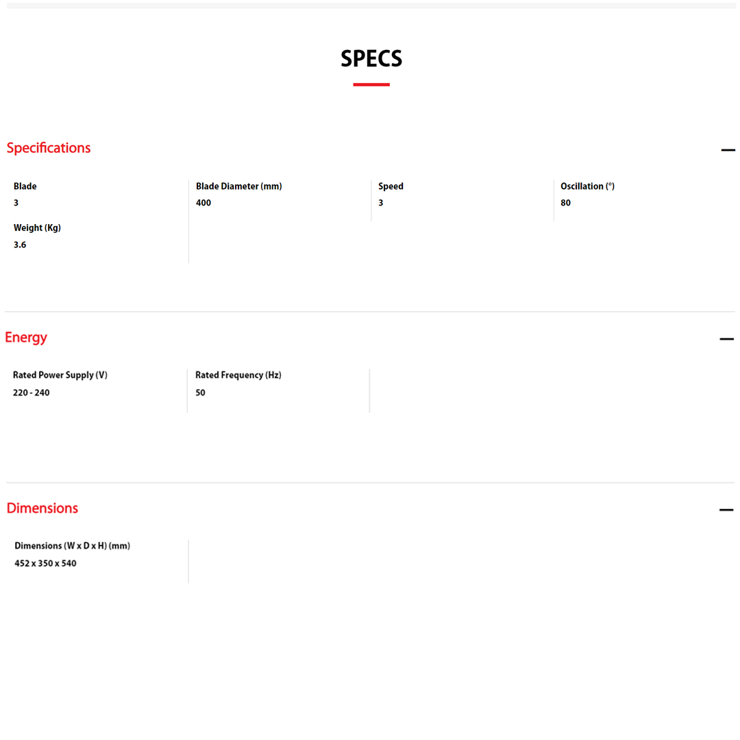 TOSHIBA 16" Wall Fan F-WSA10(W)MY | 3 Speed Level | 3 Blades | Flexible Neck Adjustment | Oscillation with Pull Switch | Wall Fan with 1 Year Warranty