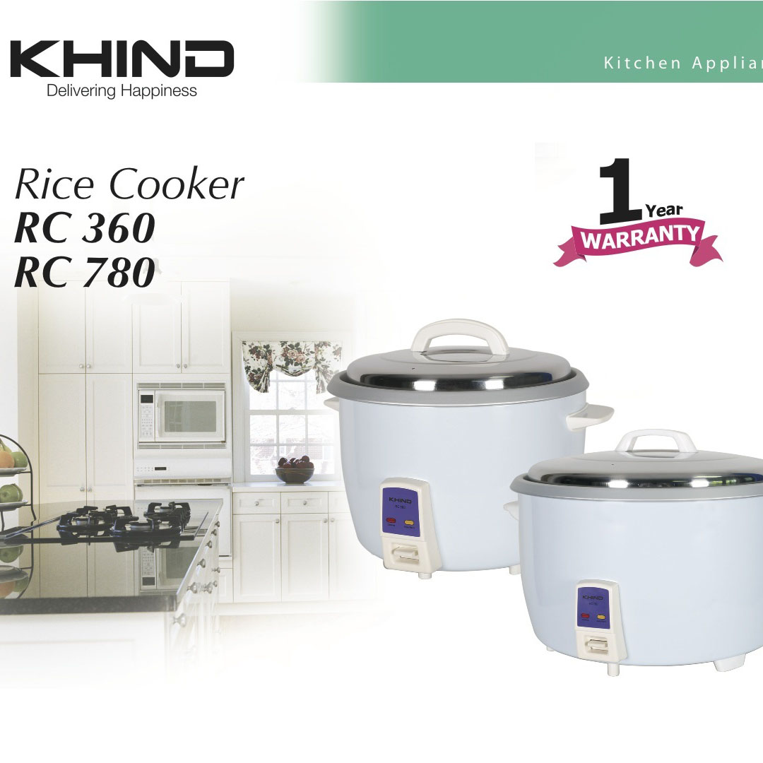 KHIND 3.6L Rice Cooker RC360 | Thermal Fuse Protection to Prevent Overheating | Auto Keep Warm Function | Aluminium Inner Pot | Cool Touch Handle | Rice Cooker with 1 Year Warranty