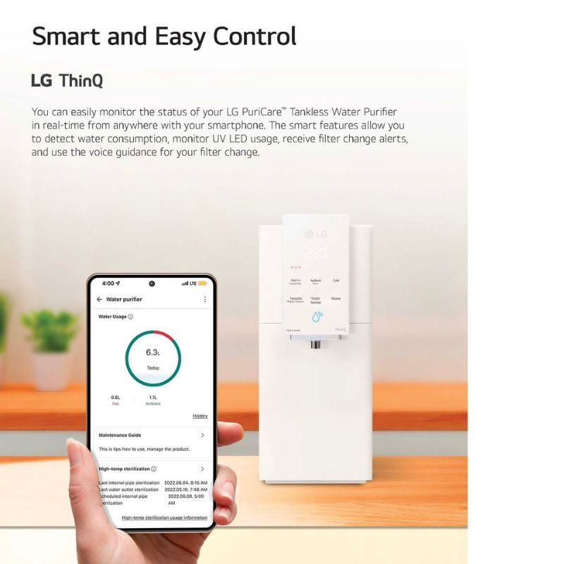 LG PuriCare Objet Collection Water Purifier WD518AN.ABGRLML | Up and Down Auto Moving Tap | Control Button Panel | Water Purifier with  1 Year Warranty