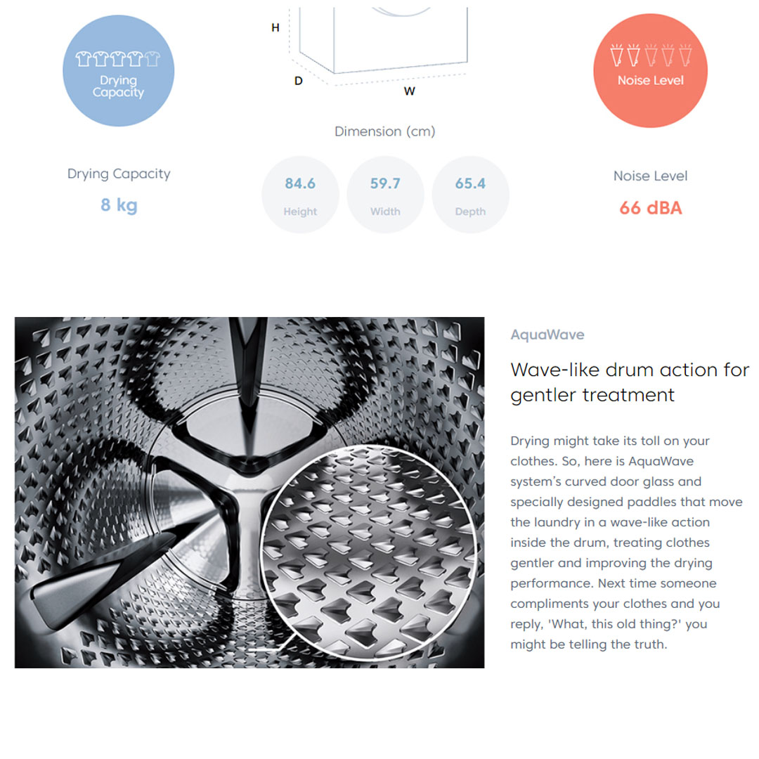 Beko 8KG Condenser Tumble Dryer DCJ83133W | Digital Display | 16 Programmes | Drum Light | Child Lock | OptiSense | Glass Door | Tumble Dryer with 2 Year General & 12 Year Motor Warranty