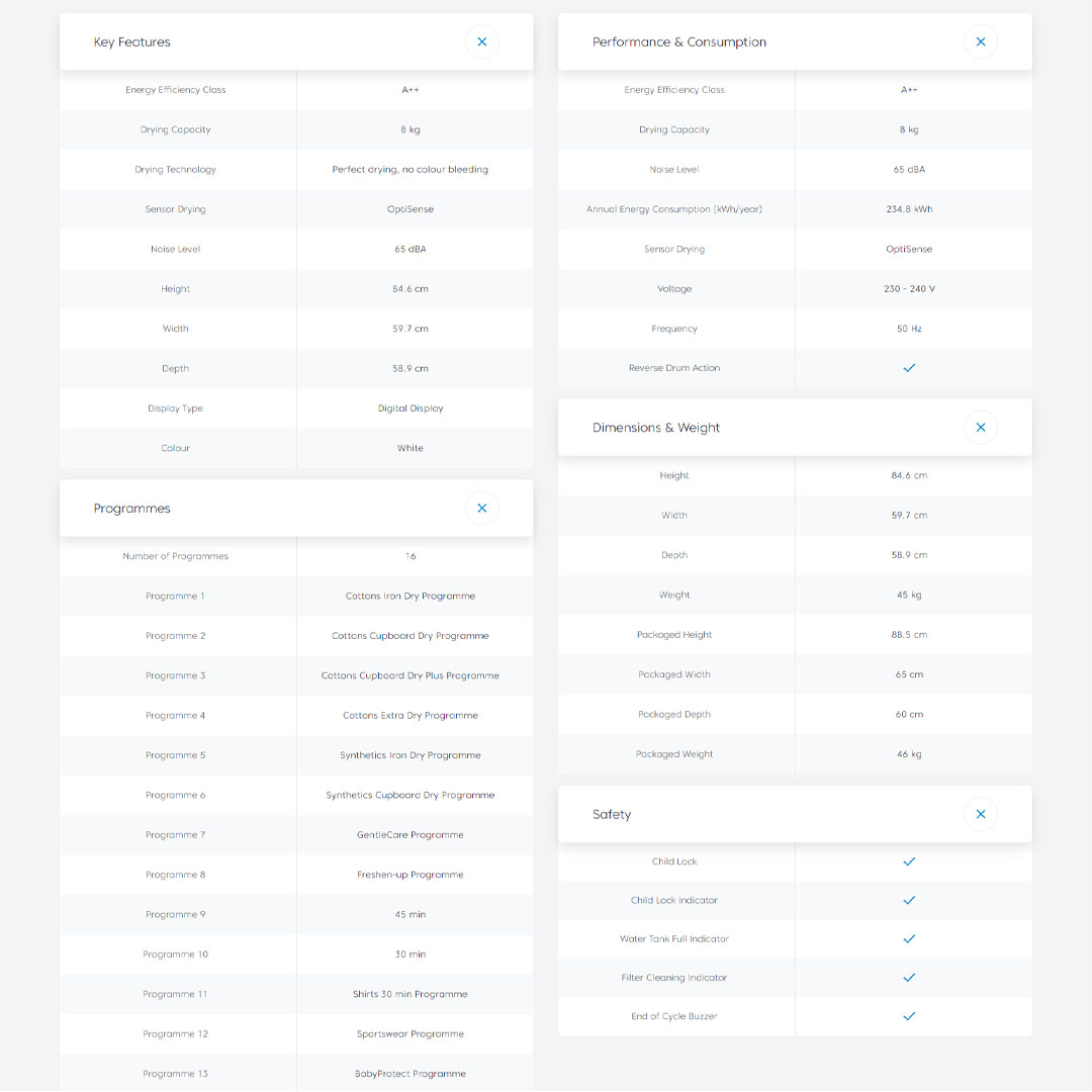 Beko 8KG Tumble Dryer DHX83420W | Child Lock | Digital Display | OptiSense | Reverse Drum Action | AquaWave | Tumble Dryer with 2 Year Warranty