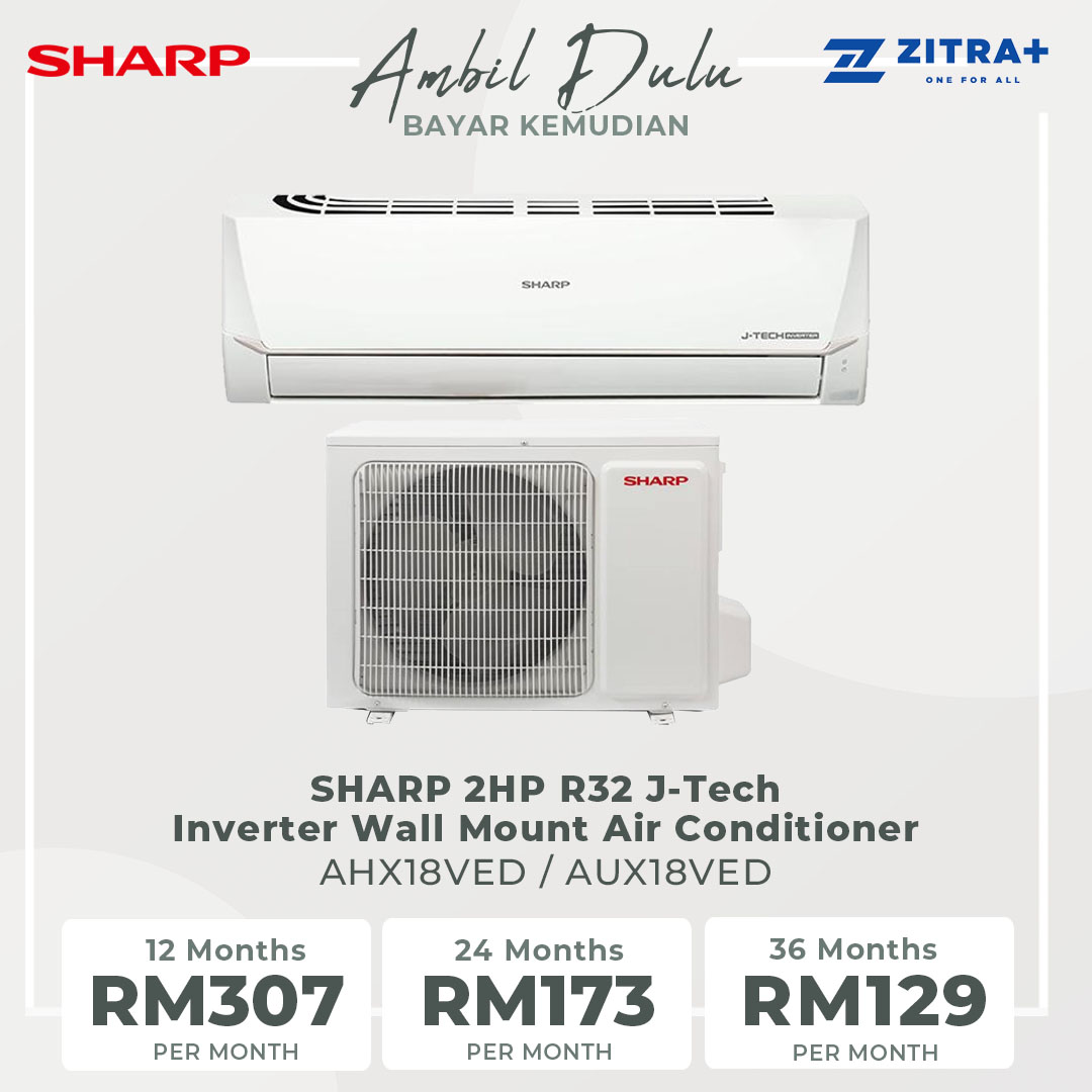 SHARP 2HP/ 2.5HP R32 J- Tech Inverter Wall Mount Air Conditioner AHX18VED/AHX24VED | Super Jet Mode | Eco mode |  5 Star Rating Energy Saving | 1 Year General and 5 Years Compressor Warranty