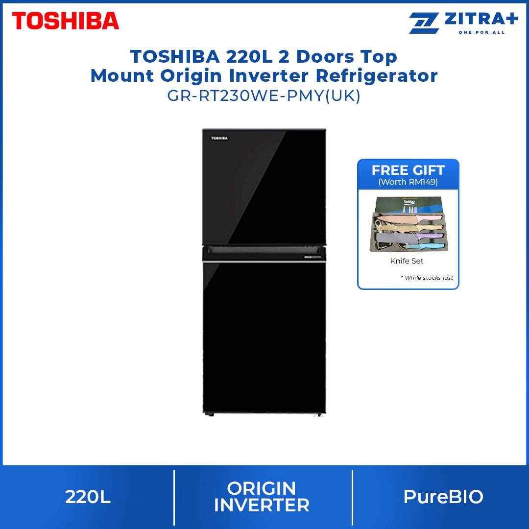 TOSHIBA 220L / 270L / 310L 2 Doors Top Mount Origin Inverter Refrigerator GR-RT230WE-PMY / GR-RT300WE-PMY / GR-RT320WE-PMY | Multi-Air Flow | Cooling Zone | Ultra Big Box | Refrigerator with 2 Year Warranty