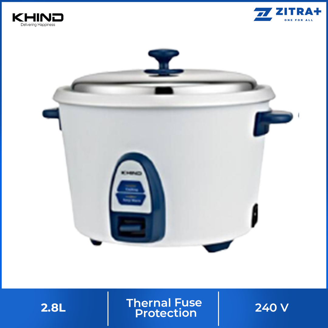 KHIND 2.8L Rice Cooker RC828N | Optimal Keep Warm Function | Thermal Fuse Protection to Prevent Overheating | Stainless Steel Cover | Rice Cooker with 2 Year Warranty