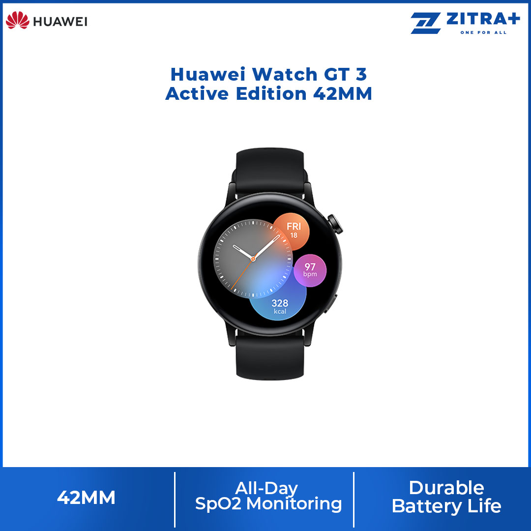 Huawei Watch GT 3 Active Edition | 42MM/46MM | Bluetooth Calling | Durable Battery Life | All-Day SpO2 Monitoring | Smart Watches with 1 Year Warranty