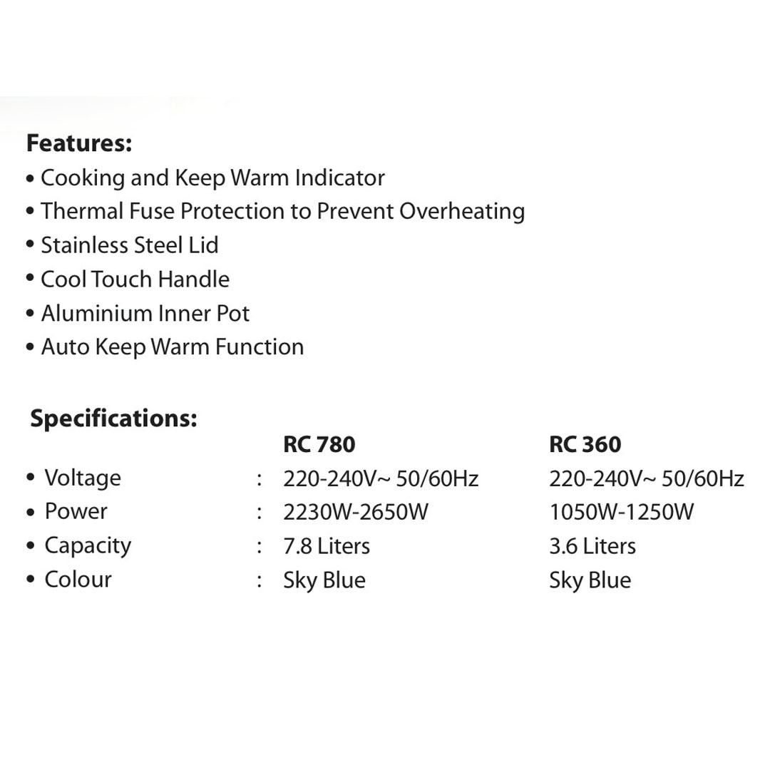 KHIND 3.6L Rice Cooker RC360 | Thermal Fuse Protection to Prevent Overheating | Auto Keep Warm Function | Aluminium Inner Pot | Cool Touch Handle | Rice Cooker with 1 Year Warranty