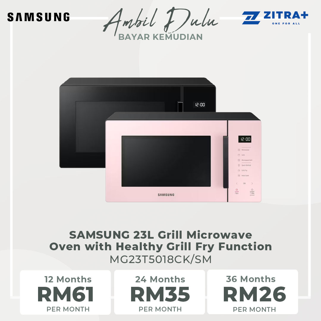 SAMSUNG 23L Grill Microwave Oven with Healthy Grill Fry Function | MG23T5018CK/SM | MG23T5018CP/SM | Healthy Grill Fry Function | Fast Defrosting | Microwave Oven with 1 Year Warranty