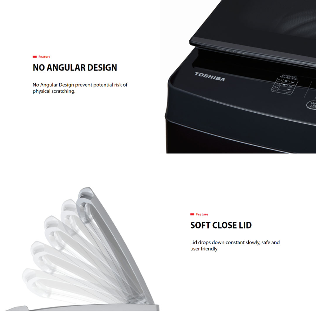 TOSHIBA 13KG Top Load UFB GREATWAVES Origin Inverter AW-DUM1400LM | Origin Inverter | I Clean | Easy Kit | Multi Programs | No Angular Design | Soft Close Lid | Child Lock | Tub Clean | DD Washer with 2 Year General & 3 Year Panel & 10 Year Motor Warranty