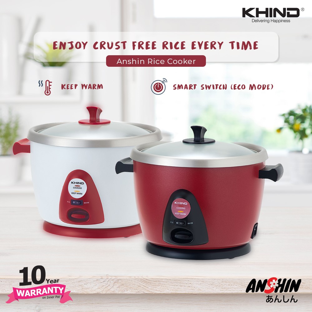 KHIND 2.8L Anshin Rice Cooker RC128M | Free Stainless Steel Steam Tray | Smart Switch | Keep Warm Switch | Rice Cooker with 3 Years Warranty