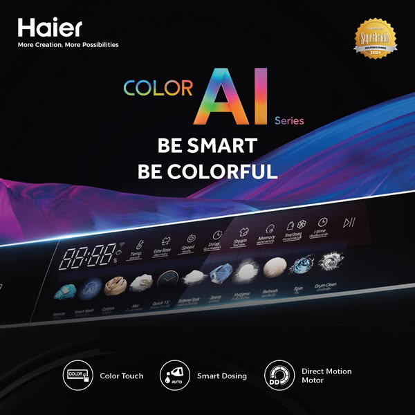 HAIER 11KG / 13KG DD Inverter Front Load Washing Machine HW110-BD14166BU1/ HW130-BD14166S8U1 | 525mm Super XL Drum | Color AI Touch Panel