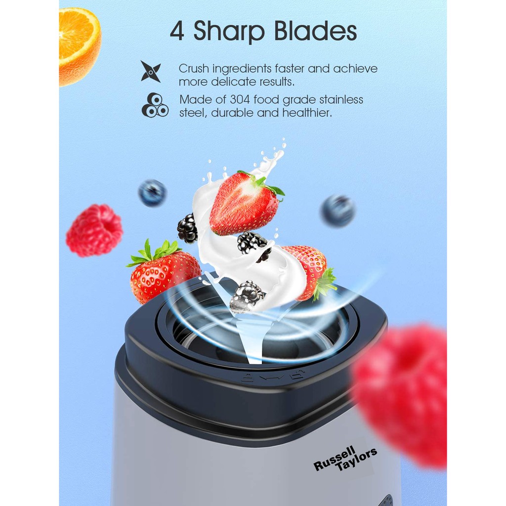 Russell Taylors 0.6L Compact Personal Blender B1 | 250W Power | BPA Free Containers | Nutrient Extraction | Blender with 2 Year Warranty