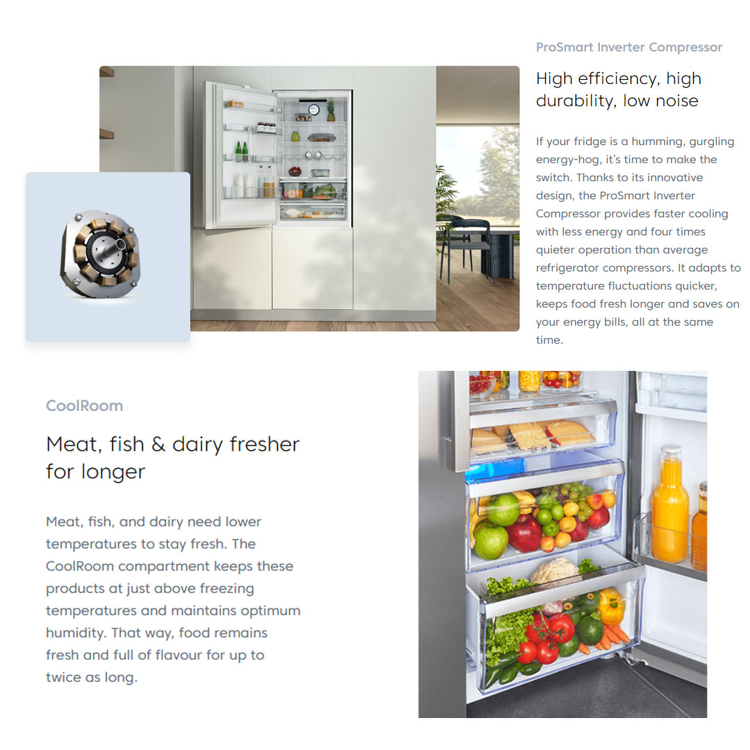 Beko 372L 2 Door Top Mount ProSmart Inverter Refrigerator RDNT371I50VS | NeoFrost Dual Cooling | ProSmart Inverter Compressor | Active Odour Filter | Refrigerator with 2 Years General Warranty & 12 Years Motor Warranty