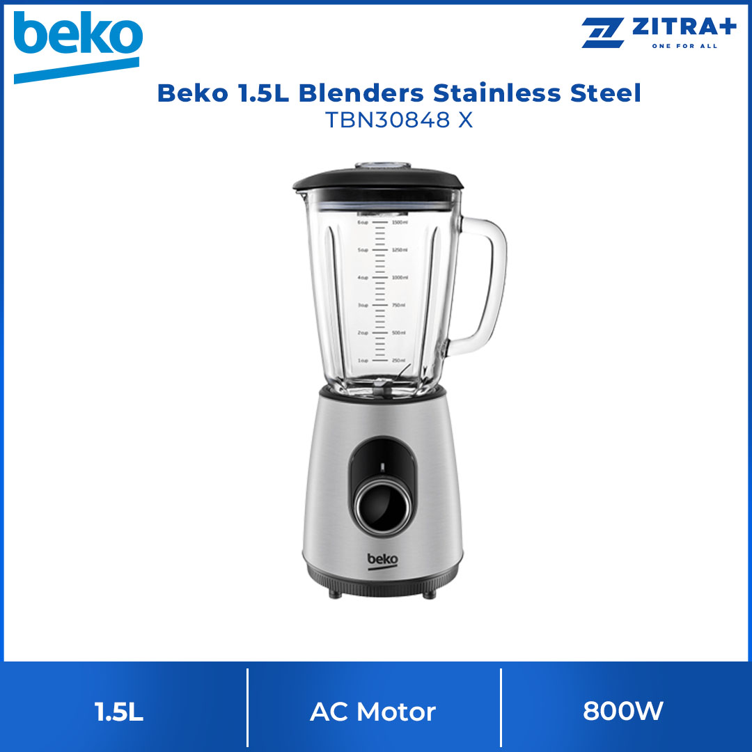 Beko 1.5L Blender TBN30848 X | Ice-crushing | AntiSlip Feet | Adjustable Speed Settings | Pulse Function | Blender with 2 Years Warranty