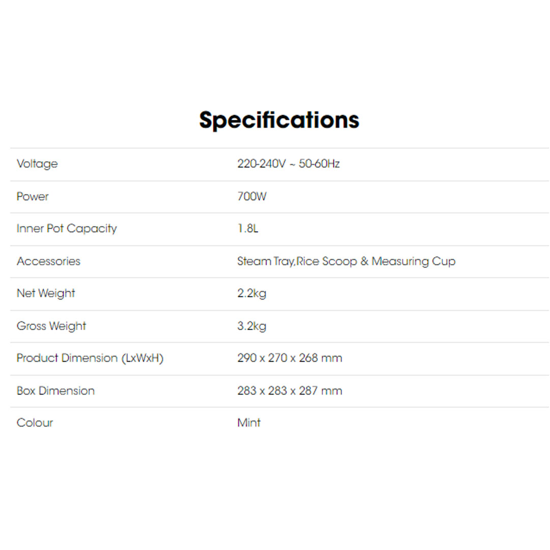 KHIND 1.8L Rice Cooker RCJ188 | Non-stick Honeycomb Inner Pot | Enhanced Durability with Micro Switch | Cook & Keep Warm Indicator | Rice Cooker with 2 Years Warranty