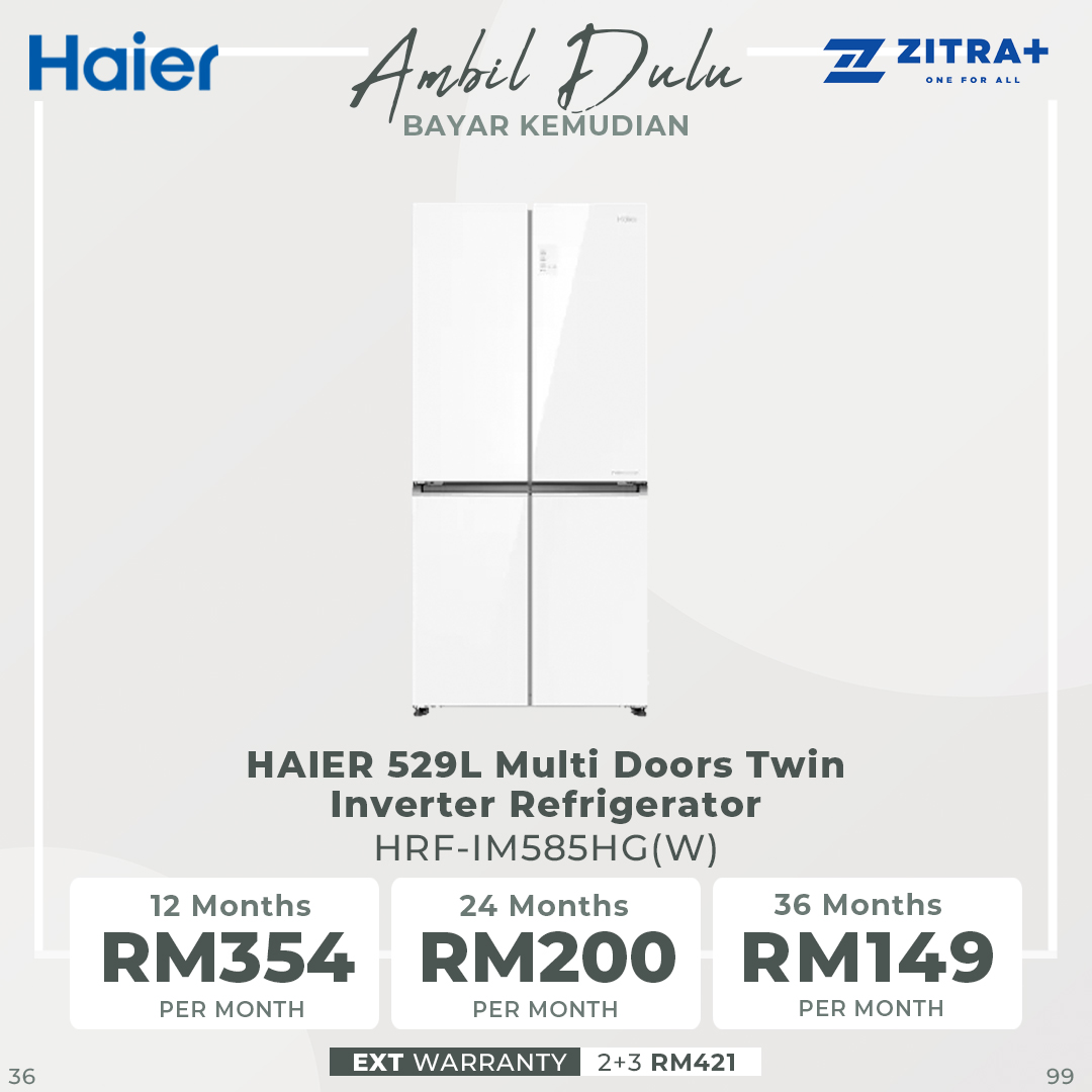 HAIER 529L Inverter Multi Doors Refrigerator Glass HRF-IG585EM | HCS Moist Zone | 3 Temperature Options