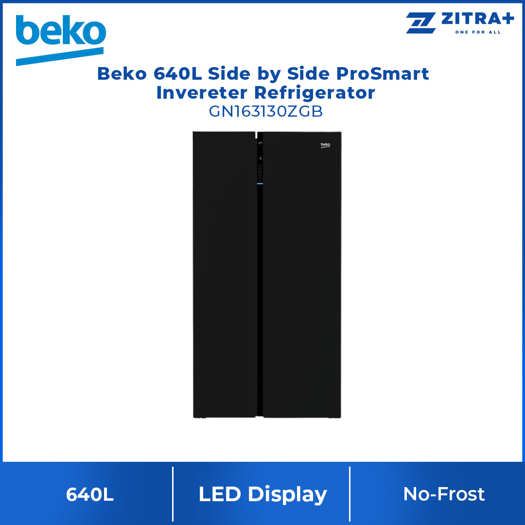 Beko 640L Side by side ProSmart Inverter Refrigerator GN163130ZGB | NeoFrost Dual Cooling | ProSmart Inverter Compressor | Active Odour Filter | Refrigerator with 2 Years General Warranty & 12 Years Motor Warranty