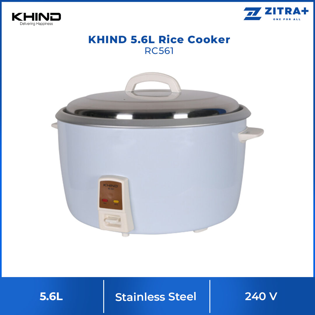 KHIND 5.6L Rice Cooker RC561 | Automatic Keep Warm Function | Built-In Thermal Fuse Protection to Prevent Overheating | Aluminium Inner Pot | Rice Cooker with 1 Year Warranty