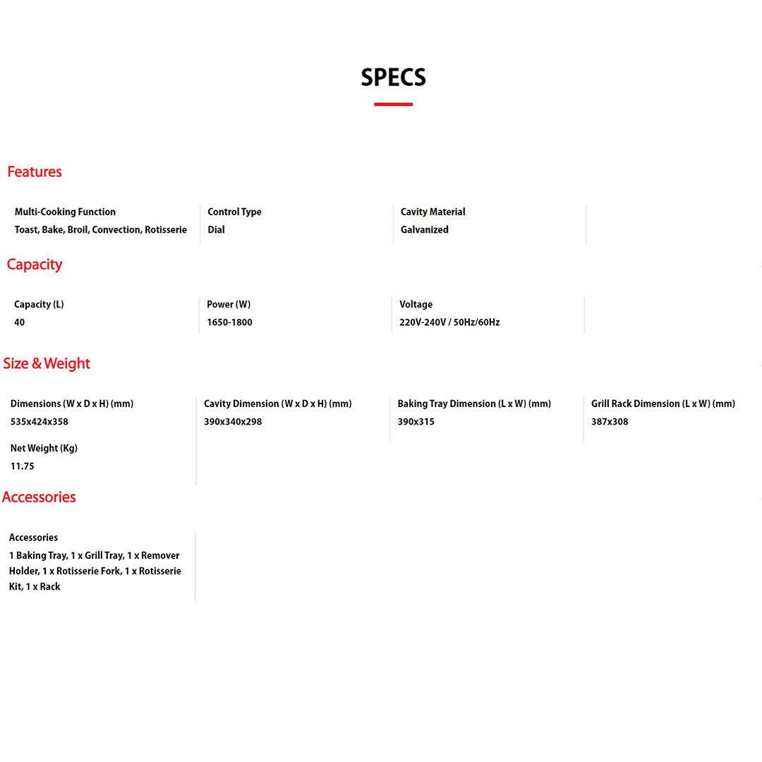 TOSHIBA 40L Toaster Oven TL-MC40EZF(GR) | Independent Temperature Control Knobs | Parallel Heating Elements Work with Convection Fan | Auto Rotisserie | Timeless Design with Double-layer Glass Door | Toaster Oven with 1 Year Warranty