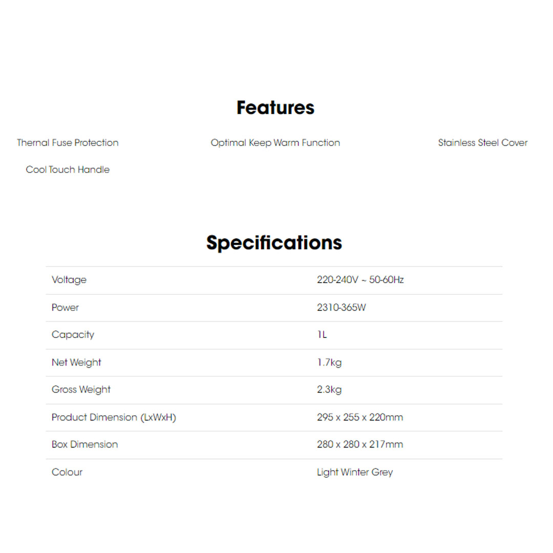 KHIND 1.0L Rice Cooker RC810N | Optimal Keep Warm Function | Thermal Fuse Protection to Prevent Overheating | Stainless Steel Cover | Rice Cooker with 2 Years Warranty